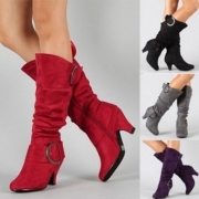 Fashion Middle-heeled Round Toe Side-zipper Boots