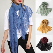 Fashion Solid Color Lace Spliced Scarf