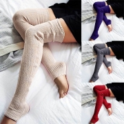 Fashion Solid Color Knit Over-the-knee Socks