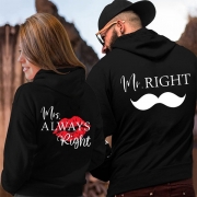 Fashion Letters Printed Long Sleeve Couple Hoodies