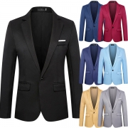 Fashion Solid Color Long Sleeve Notched Lapel Man's Jacket