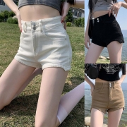 Sexy Mid-waist Solid Color Slim Fit Mini Shorts