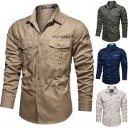 Fashion Solid Color Long Sleeve POLO Collar Man's Shirt