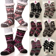 Fashion Printed Plush Lining Knit Socks
