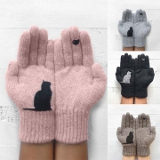 Cute Cat Pattern Knit Gloves