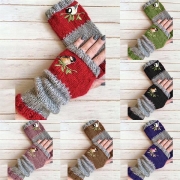Fashion Contrast Color Embroidered Spliced Fingerless Gloves