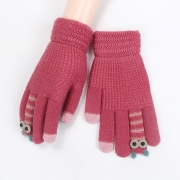 Cute Cartoon Pattern Contrast Color Knit Gloves