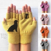 Cute Style Cartoon Puppy Pattern Knit Gloves