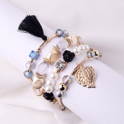 Fashion Pearl Hollow Out Heart Pendant Multi-layer Bracelet