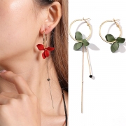 Fashion Tassel Petal Pendant Asymmetric Earrings