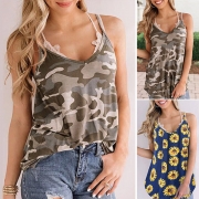 Sexy Backless V-neck Printed Sling Top