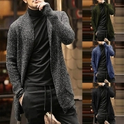 Fashion Mixed Color Long Sleeve Man's Knit Cardigan