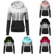 Fashion Contrast Color Long Sleeve Hooded Sweatshirt