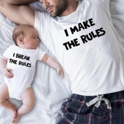 Casual Style Letters Printed Short Sleeve Round Neck Parent-child T-shirt