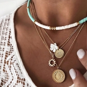 Fashion Flower Pendant Multi-layer Necklace