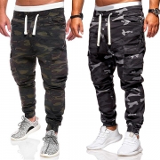 Casual Style Drawstring Waist Side-pocket Camouflage Printed Man's Pants