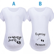 Casual Style Letters Printed Short Sleeve Round Neck Maternity T-shirt (Size falls small)