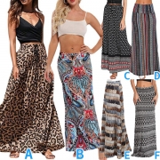 Bohemian Style High Waist Leopard Printed Maxi Dress