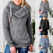 Fashion Solid Color Long Sleeve Oblique-zipper Sweatshirt Jacket