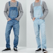 Casual Style Middle Waist Relaxed-fit Man's Denim Overalls