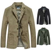 Fashion Solid Color Long Sleeve Slim Fit Man's Suit Coat Blazer