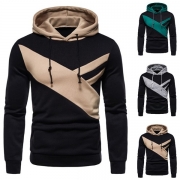 Casual Style Long Sleeve Contrast Color Hooded Man's Sweatshirt