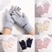 Cute Panda Pattern Warm Knit Touch Screen Telefingers Gloves
