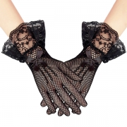 Sexy Lace Spliced Hollow Out Gauze Mesh Gloves