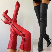 Sexy Pointed-toe Stiletto Side-zipper Over-the-knee Boots