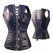 Vintage Sleeveless Criss-cross Lace-up Buckle Artificial Leather PU Croset