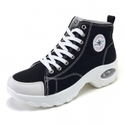 Fashion Contrast Color Lace Up Inner-increased High-top Canvas Shoes