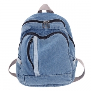 Punk Style Simple Rivets Blue Denim Backpack Schoolbag Bag