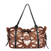 Creative Floral Cutout Double Tassel Tote Purse Handbag Basket Bag