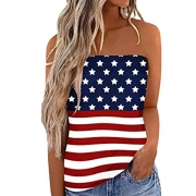 Clubwear American Flag Bandeau Elasticated Back Bustier Cropped Top