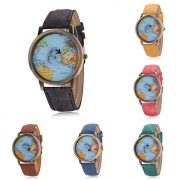 Trendy Unisex Global Map Pattern Quartz Watch Wristwatch