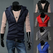 Fashion Solid Color Hooded Men's Vest