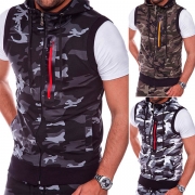 Fashion Camouflage Printed Sleeveless Hooded Men's Vest