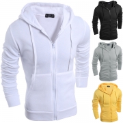 Simple Style Solid Color Long Sleeve Men's Sweatshirt Coat 