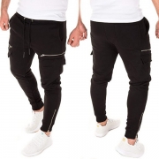 Fashion Solid Color Dual-zipper Men's Casual Pants