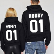 Fashion Letters Printed Long Sleeve Couple Hoodie 