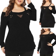 Sexy Off-shoulder Long Sleeve Plus-size Sling T-shirt
