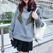 Fashion Angel's Wing Embroidery Long Sleeve Loose Sweatshirt