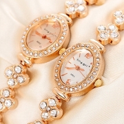 Fashion Rhinestone Oval Dial Bracelet Watch