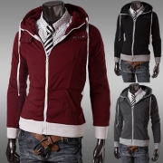 Casual Long Sleeve Hooded Slim Fit Men Sweatershirt