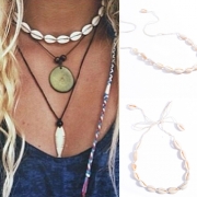 Fashion White Tone String Shell Necklace