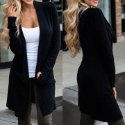 Simple Style Long Sleeve Solid Color Knit Cardigan 