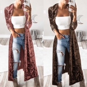 Fashion Solid Color Long Sleeve Long-style Cardigan 