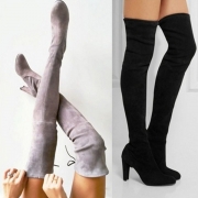 Fashion Thick High-heeled Embroidered Splicied Over-the-knee Boots(The size runs small)