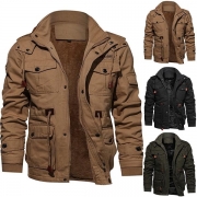 Fashion Solid Color Stand Collar Hooded Man's Jacket (It runs small)