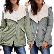 Fashion Long Sleeve Plush Lining Hooded Coat